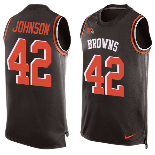 Men's Limited Malcolm Johnson Nike Jersey Brown - #42 Player Name & Number Tank Top NFL Cleveland Browns